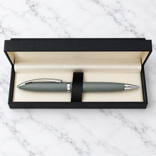Ballpen Bazaar Matt Finish Gray Body Ball Pen with Glossy Silver Clip | Twist Mechanism | Black Ink | Premium Metal Pen | 1 Pen with 1 Free Refill