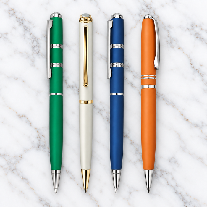 Set of 4 Premium Twist Metal Ball Pens – Blue Ink + 4 Refills product view 1