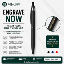 Ballpen Bazaar Matt Black Colour Body with Glossy Black Colour Clip Click Mechanism Ball Pen with Extra Black Refill | 1 Pc