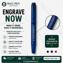 Ballpen Bazaar Matt Blue Ball Pen with Blue Cap & Glossy Blue Clip | Openable Metal Pen | Black Ink | 1 Pen with 1 Extra Refill | Premium Writing Pen