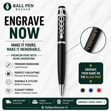 Matt Black Ball Pen with Silver Doctor Symbol Clip | Twist Mechanism | Black Ink | Premium Metal Pen | 1 Pen with 1 Extra Black Refill | Professional Gift for Doctors
