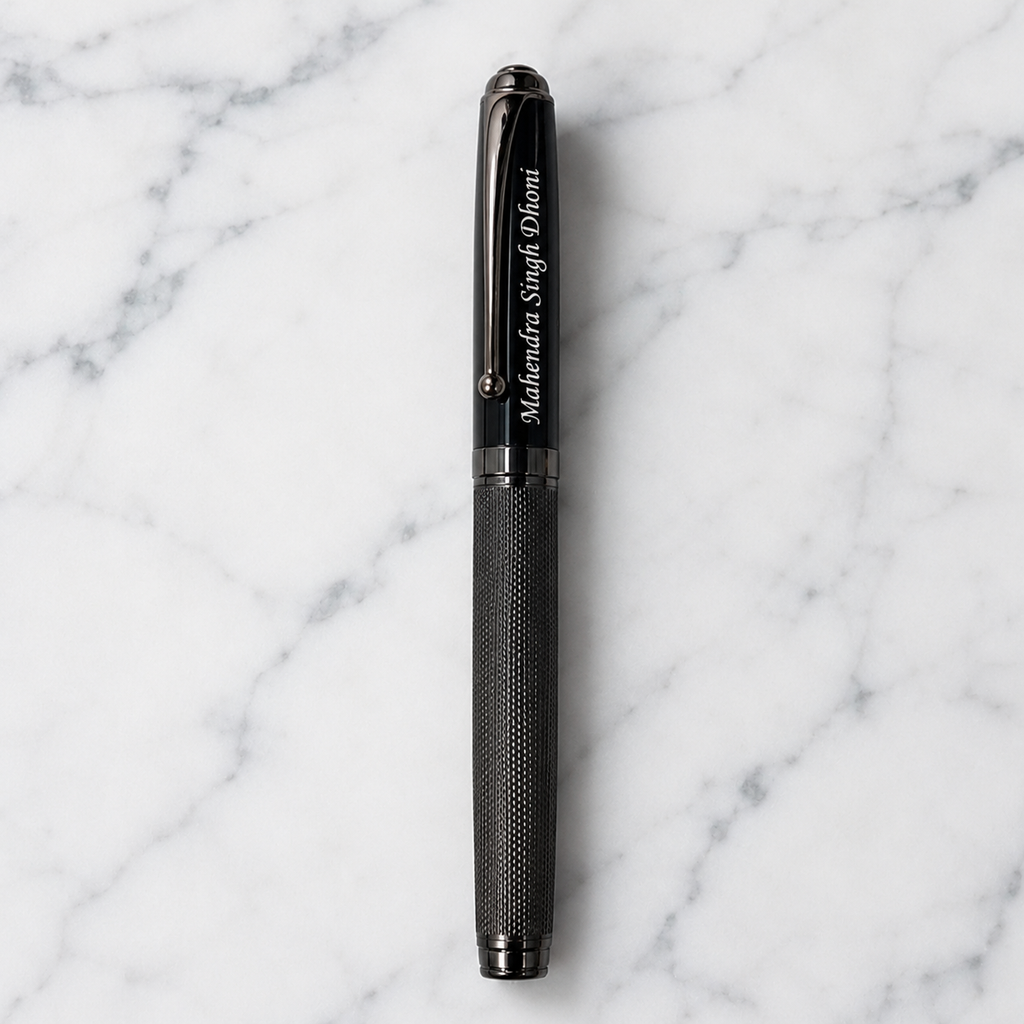 Ballpen Bazaar Metallic Glossy Gunmetal Colour Ball Pen with Black Cap & Gunmetal Clip | Openable Metal Ball Pen | Blue Ink | 1 Pen + 1 Free Refill
