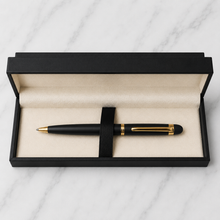 Ballpen Bazaar Matt Black Colour Body With Gold Colour Clip Twist Mechanism Ball Pen | Black Ink | 1 Pen Included Refill + 1 Refill Free