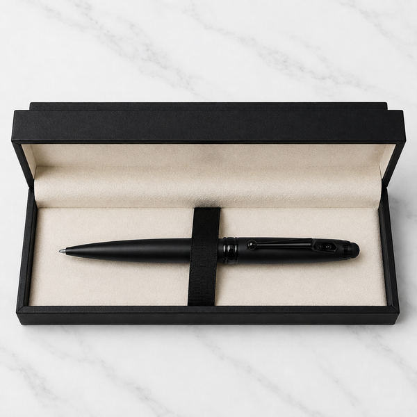 Ball Pen Bazaar Stylus Matt Black Ball Pen with Glossy Black Designer Clip | Twist Mechanism | Blue Ink | Buy 1 Get 1 Surprise Ball Pen Free