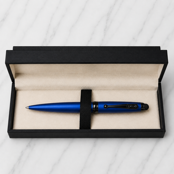 Ball Pen Bazaar Stylus Matt Blue Ball Pen with Glossy Black Designer Clip | Twist Mechanism | Black Ink | 1 Pen + 1 Surprise Ball Pen Free