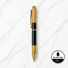 Ball Pen Bazaar Metallic Glossy Black Ball Pen with Textured Glossy Gold Grip & Gold Clip | Twist Mechanism | Black Ink | 1 Pen + 1 Surprise Ball Pen Free