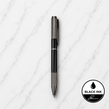 Ball Pen Bazaar Metallic Glossy Black Metal Ball Pen with Textured Glossy Gunmetal Grip & Gunmetal Clip | Twist Mechanism | Black Ink | 1 Pen + 1 Surprise Ball Pen Free
