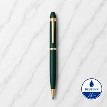 Matt Green Ball Pen with Glossy Gold Clip | Twist Mechanism | Blue Ink | 1 Pen + 1 Surprise Ball Pen Free