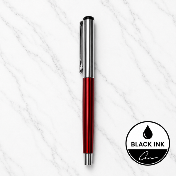 Metallic Glossy Red Ball Pen with Silver Cap | Openable Mechanism | Black Ink | Premium Metal Pen | 1 Pen with 1 Extra Refill