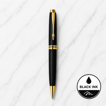 Matte Black Ball Pen with Gold Clip | Twist Mechanism | Black Ink | Premium Metal Writing Pen | Includes 1 Cross Type Refill