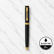 Ballpen Bazaar Matt Black Ball Pen with Black Cap and Gold Clip | Openable Metal Pen | Black Ink | 1 Pen with 1 Extra Refill | Premium Executive Writing Pen