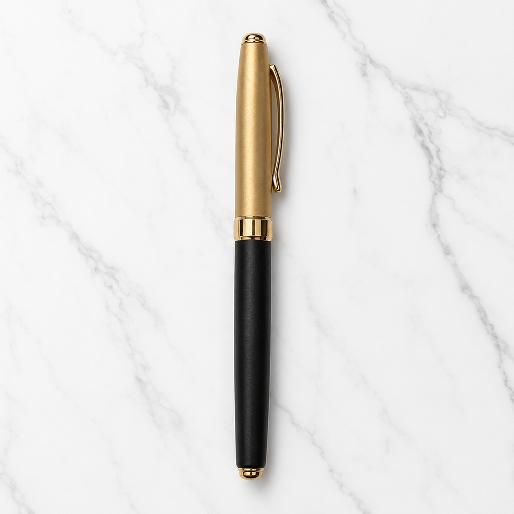 Ball Pen Bazaar Matt Black Ball Pen with Gold Magnetic Cap | Openable Mechanism | Black Ink | 1 Pen + 1 Extra Refill