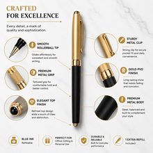 Ball Pen Bazaar Matt Black Ball Pen with Gold Magnetic Cap | Openable Mechanism | Black Ink | 1 Pen + 1 Extra Refill