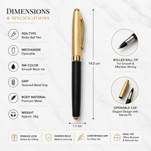 Ball Pen Bazaar Matt Black Ball Pen with Gold Magnetic Cap | Openable Mechanism | Black Ink | 1 Pen + 1 Extra Refill