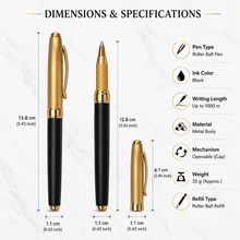 Ball Pen Bazaar Matt Black Ball Pen with Gold Magnetic Cap | Openable Mechanism | Black Ink | 1 Pen + 1 Extra Refill