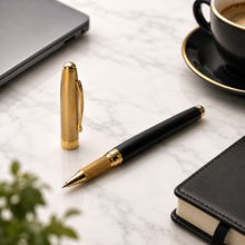 Ball Pen Bazaar Matt Black Ball Pen with Gold Magnetic Cap | Openable Mechanism | Black Ink | 1 Pen + 1 Extra Refill