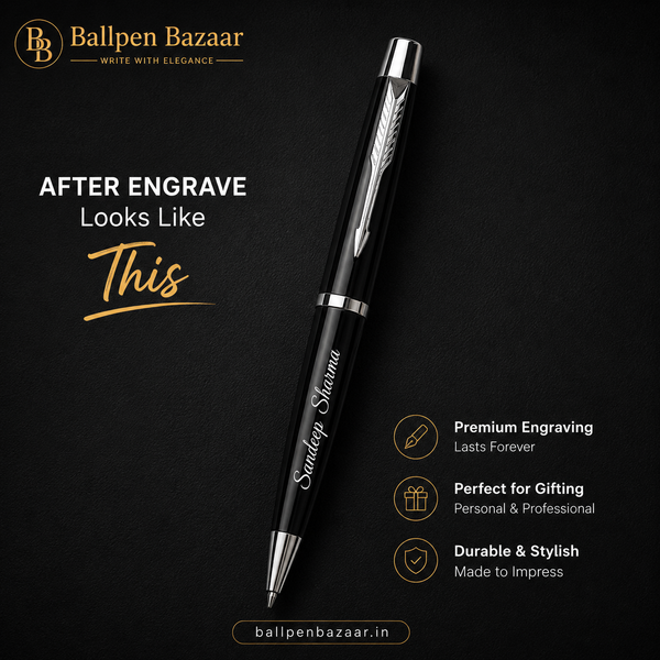 Ballpen Bazaar Metallic Glossy Black Colour Body with Silver Colour Clip Twist Mechanism Ball Pen with Free Extra Refill Blue Ink | Pack of 1