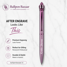 Ballpen Bazaar Matt Purple Ball Pen with Purple Clip & Crown Top Twist Mechanism Blue Ink Metal Pen with 1 Extra Refill for Office, Business, Students & Gifting