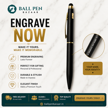 Ballpen Bazaar Stylus Matt Black Ball Pen with Gold Clip | Twist Mechanism | Smooth Blue Ink Writing Pen | Touchscreen Stylus Pen | 1 Pc