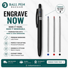 Ballpen Bazaar 3 in 1 Multi Ink Matt Black Ball Pen with Black Clip | Click Mechanism | Blue, Black & Red Ink | 3 Free Refills | Pack of 1