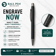 Ballpen Bazaar Set of 02 Matt Black Colour Body with Gunmetal Colour Clip Click Mechanism Ball Pen | Blue Ink | Premium Metal Writing Pens | 2 Pcs