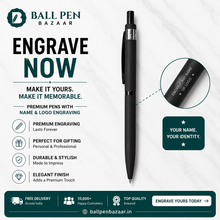 Ballpen Bazaar Matt Black Ball Pen with Black Clip | Click Mechanism | Black Ink | Premium Metal Pen | 1 Pen with 1 Extra Black Refill | Pack of 1