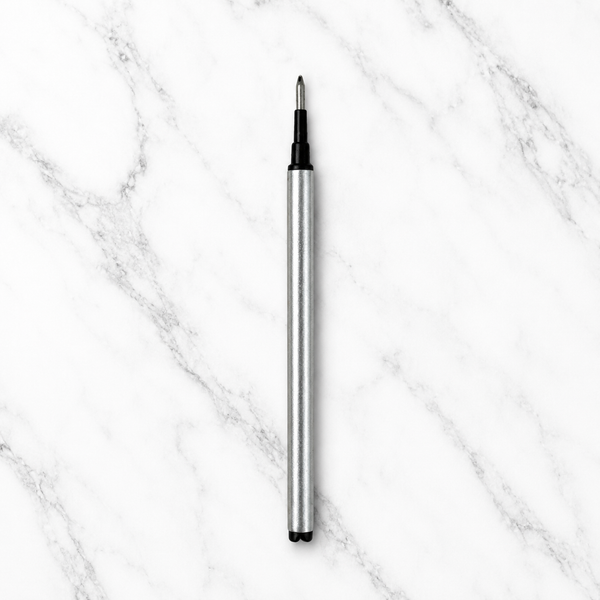 Ballpen Bazaar 0.8 MM Roller Pen Refills Black Ink Plastic Silver Body Pack of 6 Smooth Writing Replacement Refills