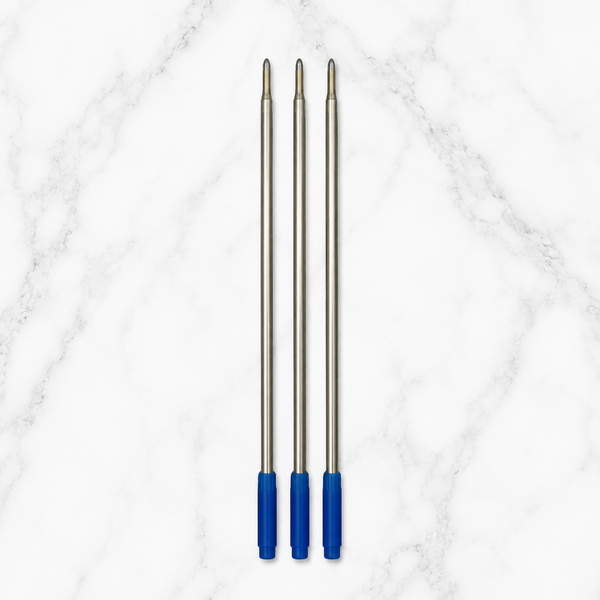 Ballpen Bazaar Cross Compatible 1 MM Blue Ink Refills Pack of 3 | Smooth Writing Metal Ball Pen Refill Replacement