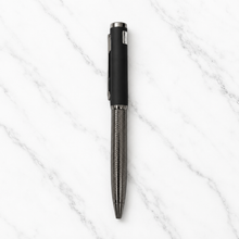 Ballpen Bazaar Metallic Glossy Designer Silver and Black Dual Colour Body Ball Pen with Silver Clip | Twist Mechanism | Black Ink | Free 1 Refill | 1 Pc