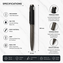 Ballpen Bazaar Metallic Glossy Designer Silver and Black Dual Colour Body Ball Pen with Silver Clip | Twist Mechanism | Black Ink | Free 1 Refill | 1 Pc