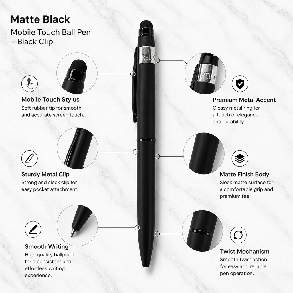 Ballpen Bazaar Matt Black Metal Ball Pen with Matt Black Cap | Openable Cap Mechanism | Blue Ink | 1 Free Refill | Executive Writing Pen | 1 Pc