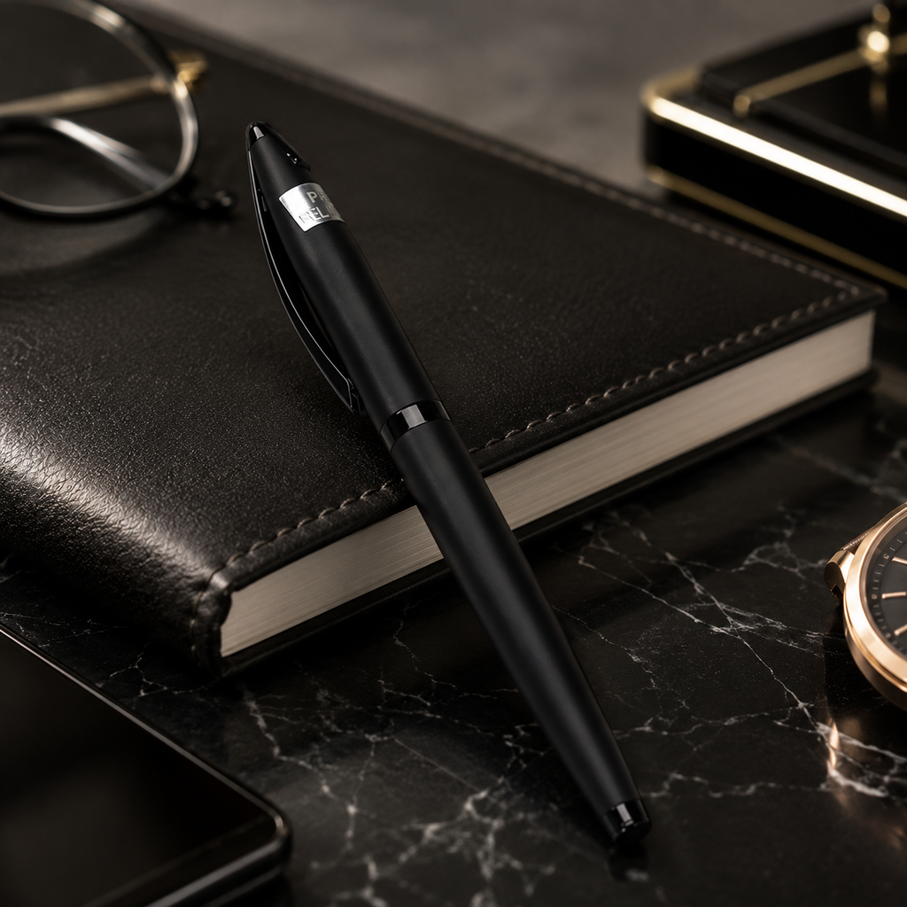 Ballpen Bazaar Matt Black Metal Ball Pen with Matt Black Cap | Openable Cap Mechanism | Blue Ink | 1 Free Refill | Executive Writing Pen | 1 Pc