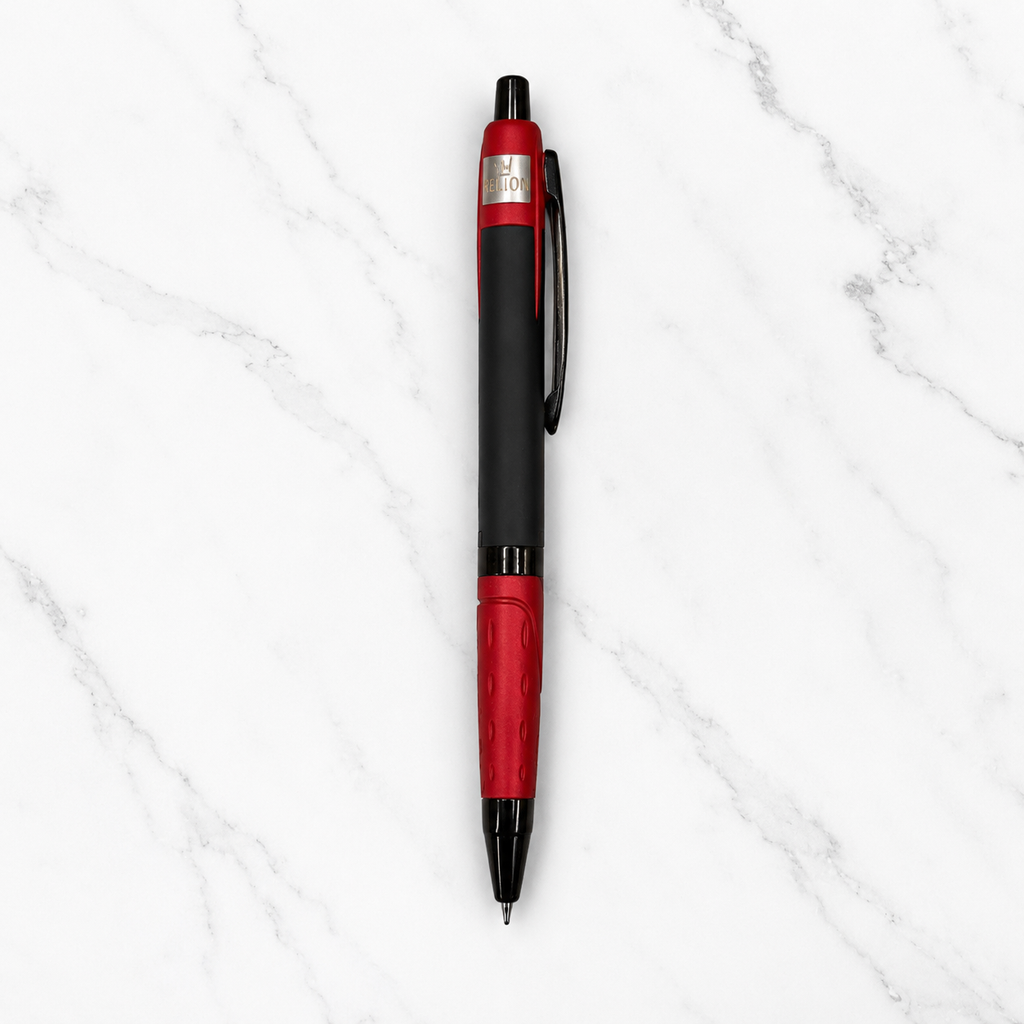 Ballpen Bazaar Set of 3 Metal Ball Pens Matte Black Body with Blue, Gray & Red Design | Click Mechanism | Blue Ink | Premium Office & Executive Writing Pens | Includes 3 Refills
