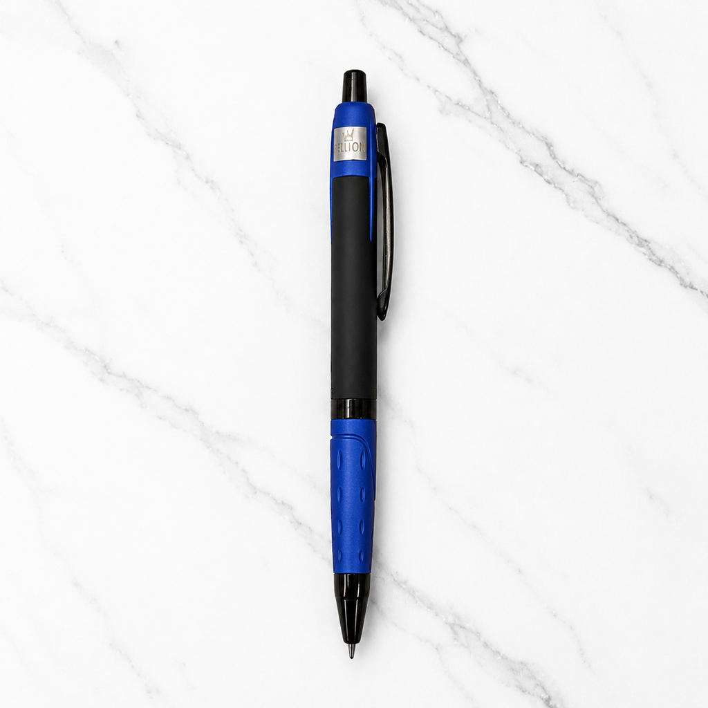 Ballpen Bazaar Set of 3 Metal Ball Pens Matte Black Body with Blue, Gray & Red Design | Click Mechanism | Blue Ink | Premium Office & Executive Writing Pens | Includes 3 Refills