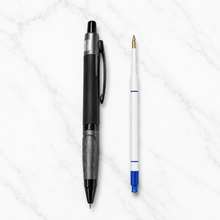 Ballpen Bazaar Metallic Glossy Black Ball Pen with Gray Design | Click Mechanism | Blue Ink | Free 1 Refill | 1 Pc