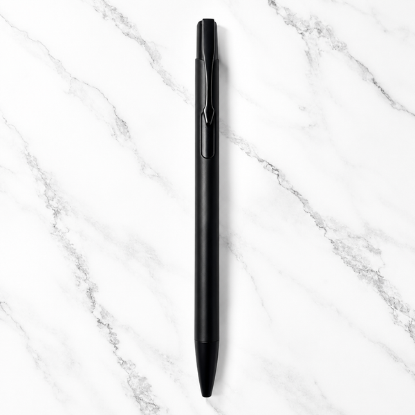 Ballpen Bazaar Set of 2 Matt Black Ball Pens with Glossy Black Clip | Click Mechanism | Blue Ink | Includes 2 Free Plastic Jotter Refills | Premium Metal Ball Pen for Office, School, Business, Executive Gift