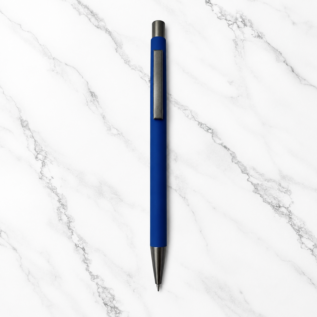 Ballpen Bazaar Matt Black Ball Pen Set of 2 with Gunmetal Clip Click Mechanism Blue Ink Includes 2 Extra Refills