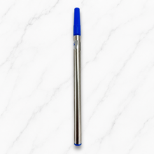 Ballpen Bazaar Set of 6 Roller Pen Refills 0.8mm – 3 Blue Ink & 3 Black Ink Metallic Silver Body Refills