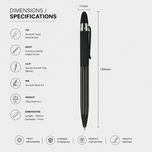 Matte Black Ball Pen – Twist Mechanism | Cross-Type Refill | Blue Ink
