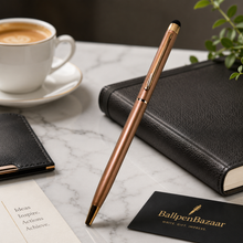 Set of 4 Stylus Metallic Glossy Rose Gold Ball Pens – Copper Clip