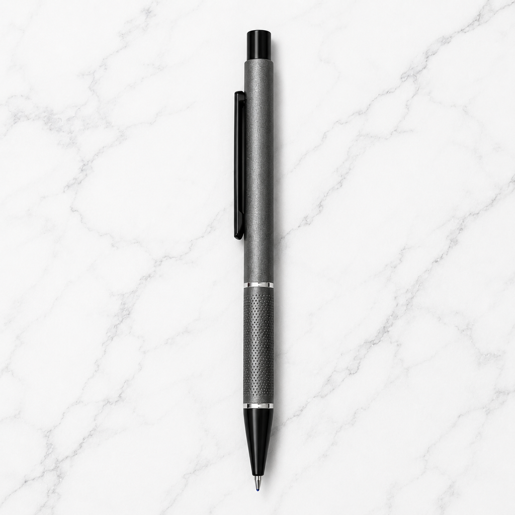 Ballpen Bazaar Set of 2 Metal Ball Pens | Matt Black & Matt Gray Body with Black Clip | Click Mechanism | Blue Ink | Includes 2 Free Plastic Jotter Blue Refills | Premium Office, Executive & Gift Pens