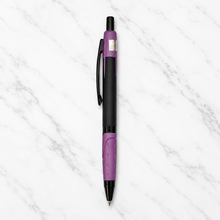 Ballpen Bazaar Metallic Glossy Black Colour Body with Purple Colour Design Click Mechanism Ball Pen | Blue Ink | Free 1 Blue Plastic Jotter Refill | Pack of 1