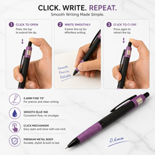 Ballpen Bazaar Metallic Glossy Black Colour Body with Purple Colour Design Click Mechanism Ball Pen | Blue Ink | Free 1 Blue Plastic Jotter Refill | Pack of 1
