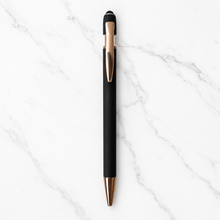 BallPenBazaar Premium Stylus Ball Pens with Matte Black Body & Rose Gold Clip