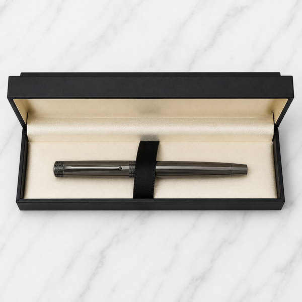 Ballpen Bazaar Metallic Glossy Gunmetal Colour Body With Gunmetal Colour Cap Openable Mechanism Roller Ball Pen Blue Ink | 1 Pen + 1 Refill Free