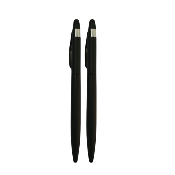 Combo of 2 Black Stylus Twist Ball Pens – Blue Ink | BallPenBazaar