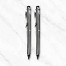 Combo of 2 Grey Stylus Twist Ball Pens – Glossy Finish | Twist Mechanism