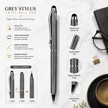 Combo of 2 Grey Stylus Twist Ball Pens – Glossy Finish | Twist Mechanism