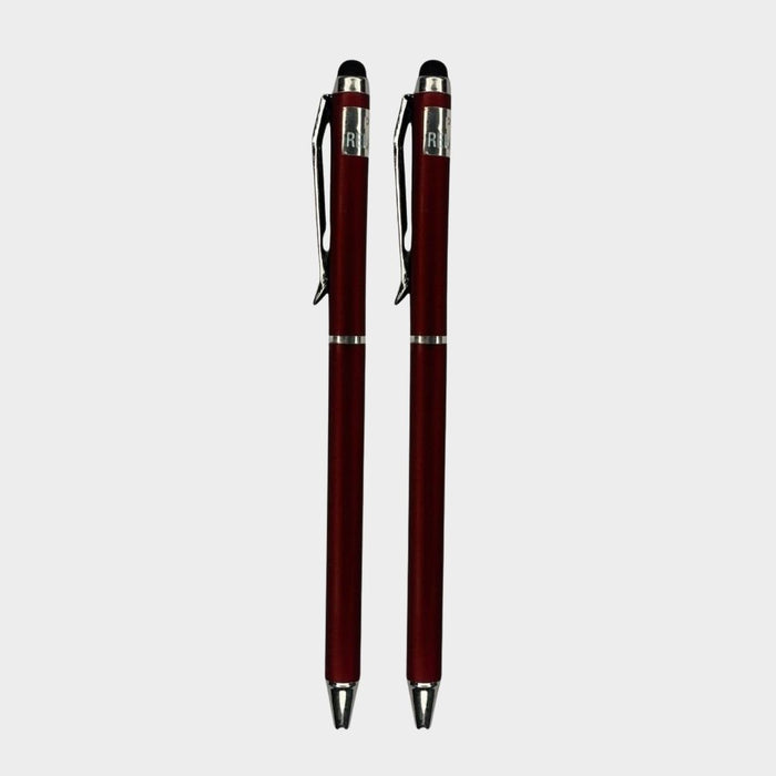 Combo of 2 Maroon Stylus Twist Ball Pens – Glossy Finish | Twist Mechanism