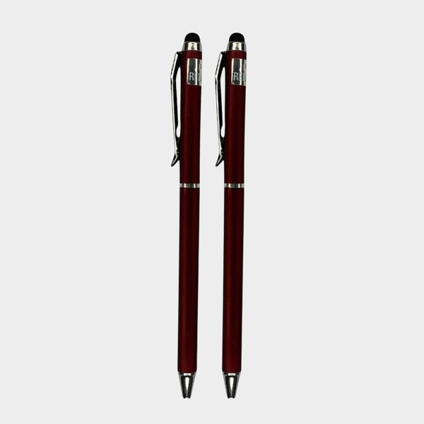 Combo of 2 Maroon Stylus Twist Ball Pens – Glossy Finish | Twist Mechanism